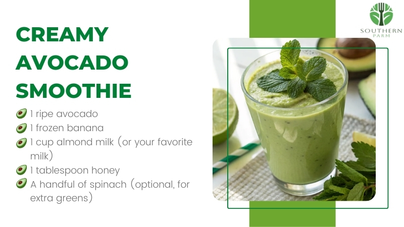 The Image Shows the Ingredients for Ingredients for Creamy Avocado Smoothie