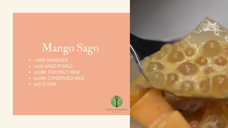 Mango Sago with Ingredients Listed