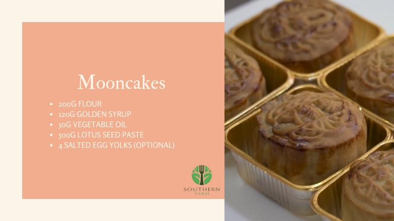 A Close-Up Image of Mooncakes with Ingredients Listed