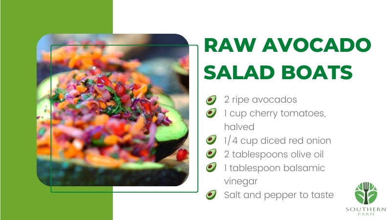 The Image Shows the Ingredients for Raw Avocado Salad Boats