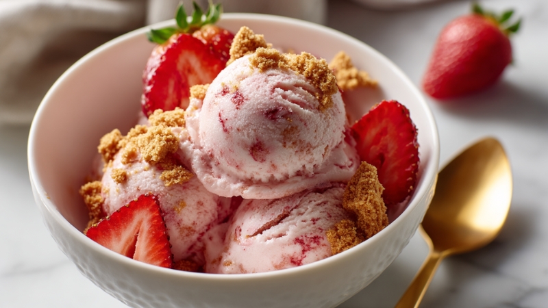 Healthy Strawberry Cheesecake Ice Cream (TikTok’s Viral Cottage Cheese Recipe!)