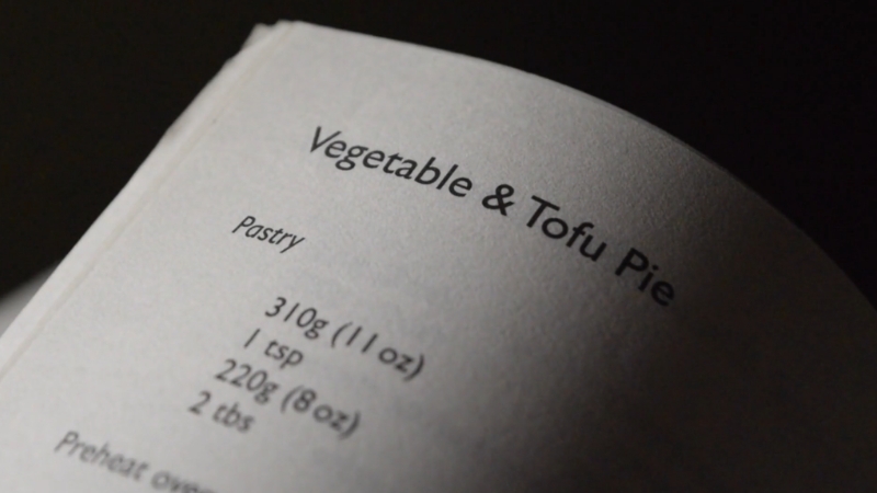 Cookbook page shows a recipe title with clear measurements and clean layout